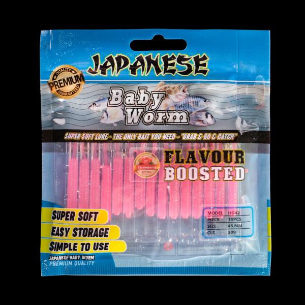 Japanese Baby Worm Çilek Aromalı LRF Silikon Solucan Yem 309