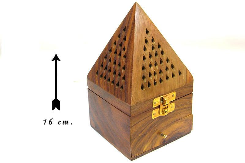 Mystica Ahşap Piramit Konik Tütsü Yakma Kutusu 16cm