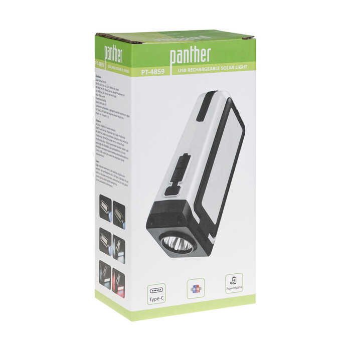 Panther 1000 Lümen USB Şarjlı Solar Kamp Lambası PT-4859