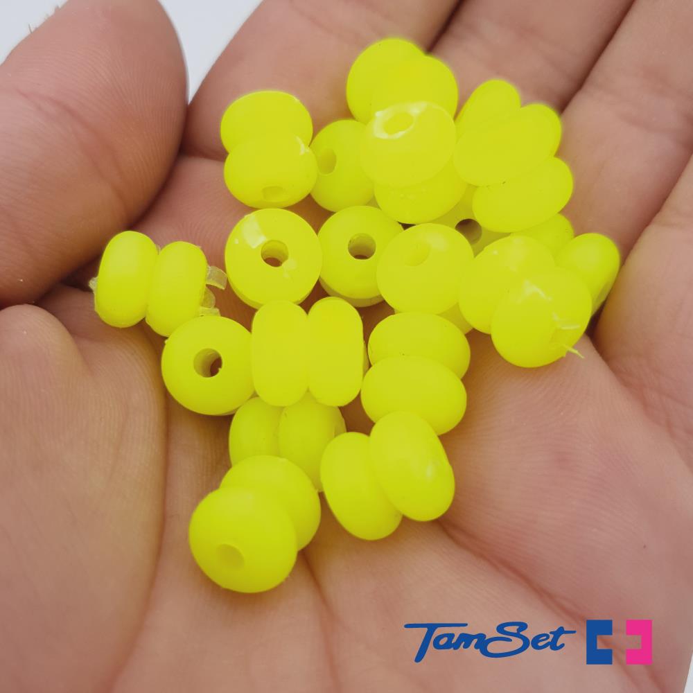 TAMSET 0.9cm Sert Plastik Çiftli Boncuk Sarı 20ad