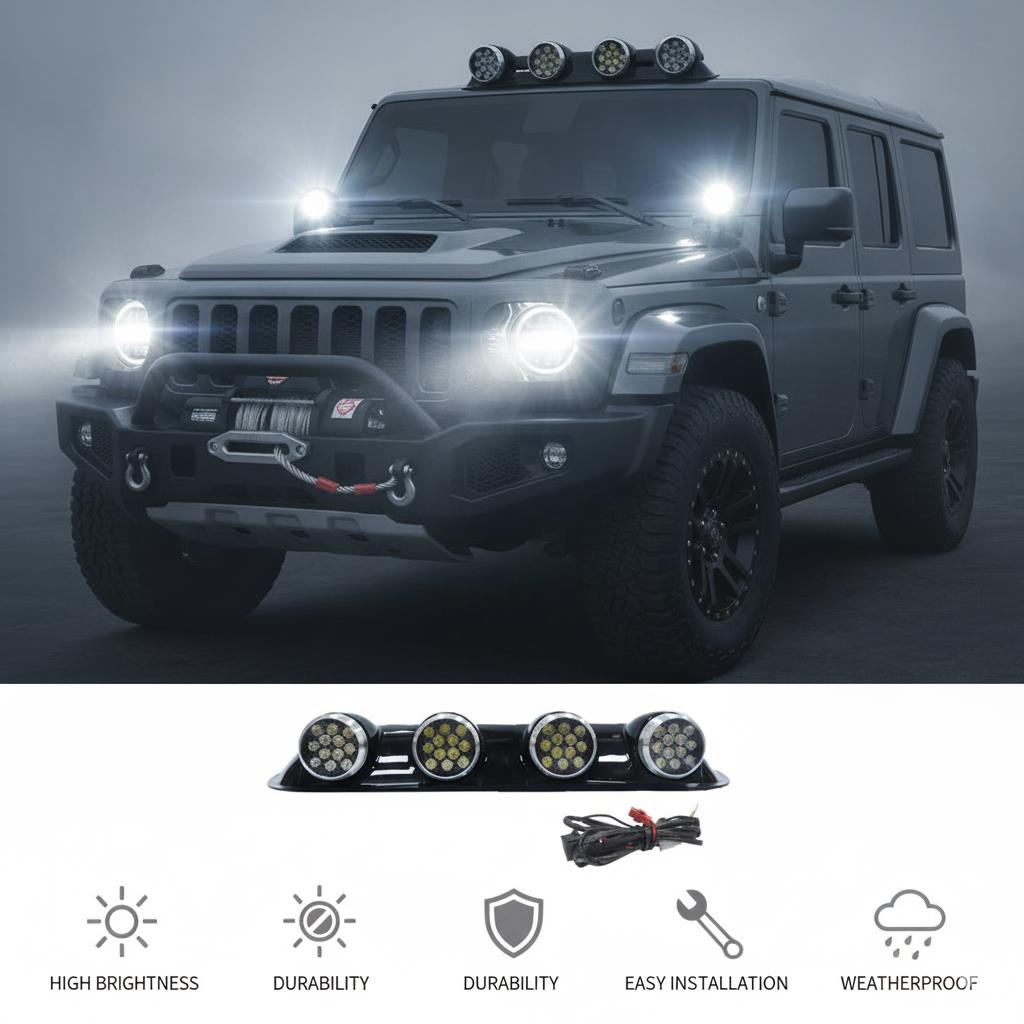 Yuvarlak 12x4 Ledli Siyah Offroad Sis Lambası