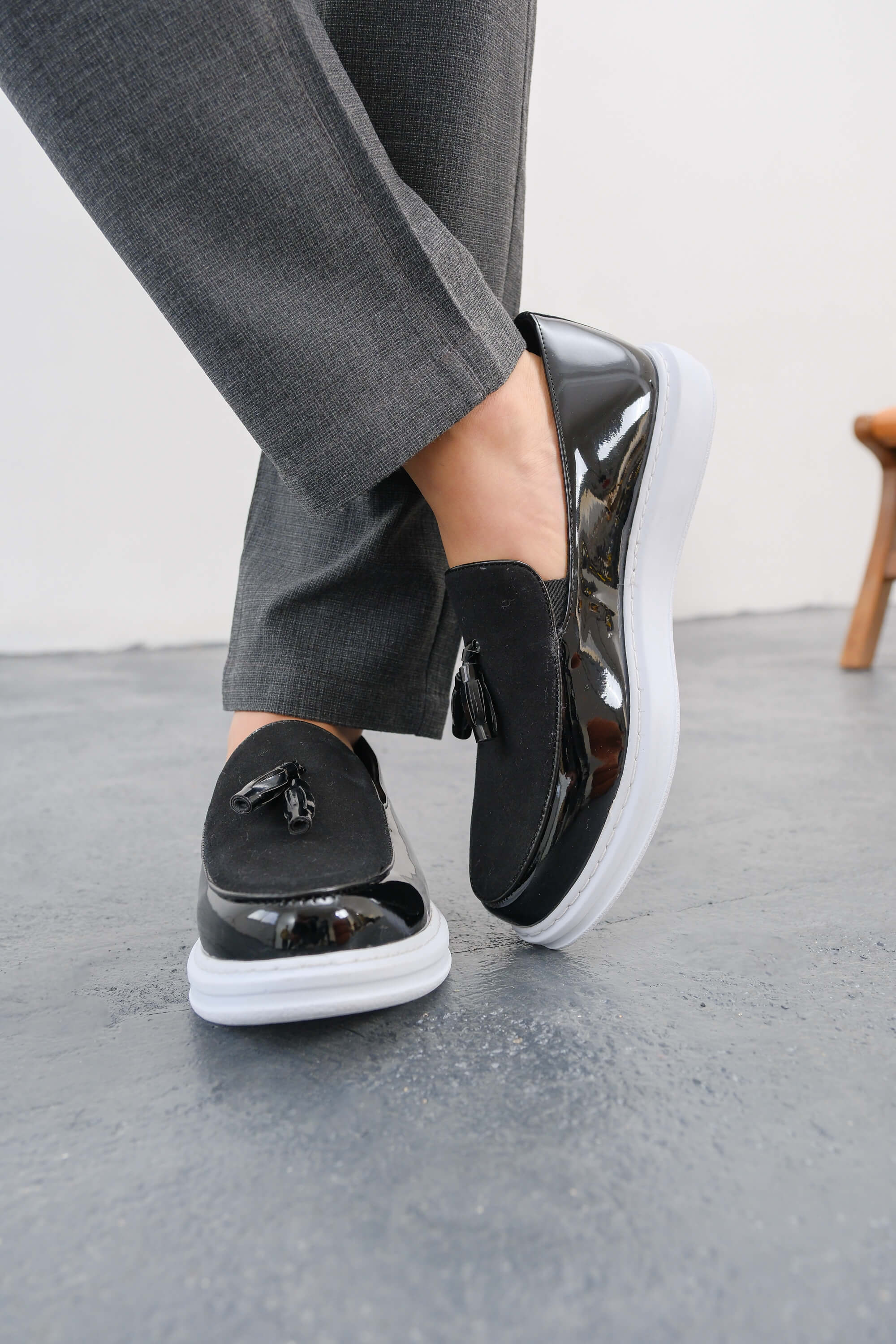 MN002 - RBT Loafer Verniciata Erkek Ayakkabı SIYAH - SIYAH - 41 Resim 4