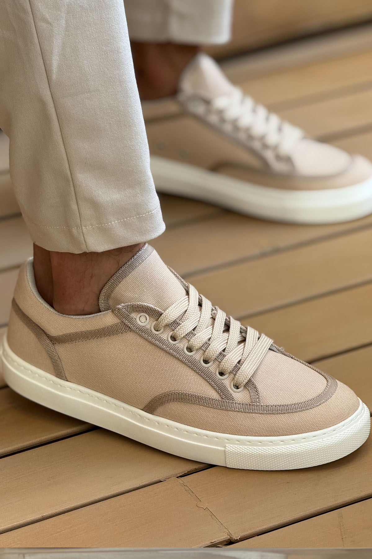 MN2505 - Keten Erkek Ayakkabı BEJ/BEJ - BEJ/BEJ - 44