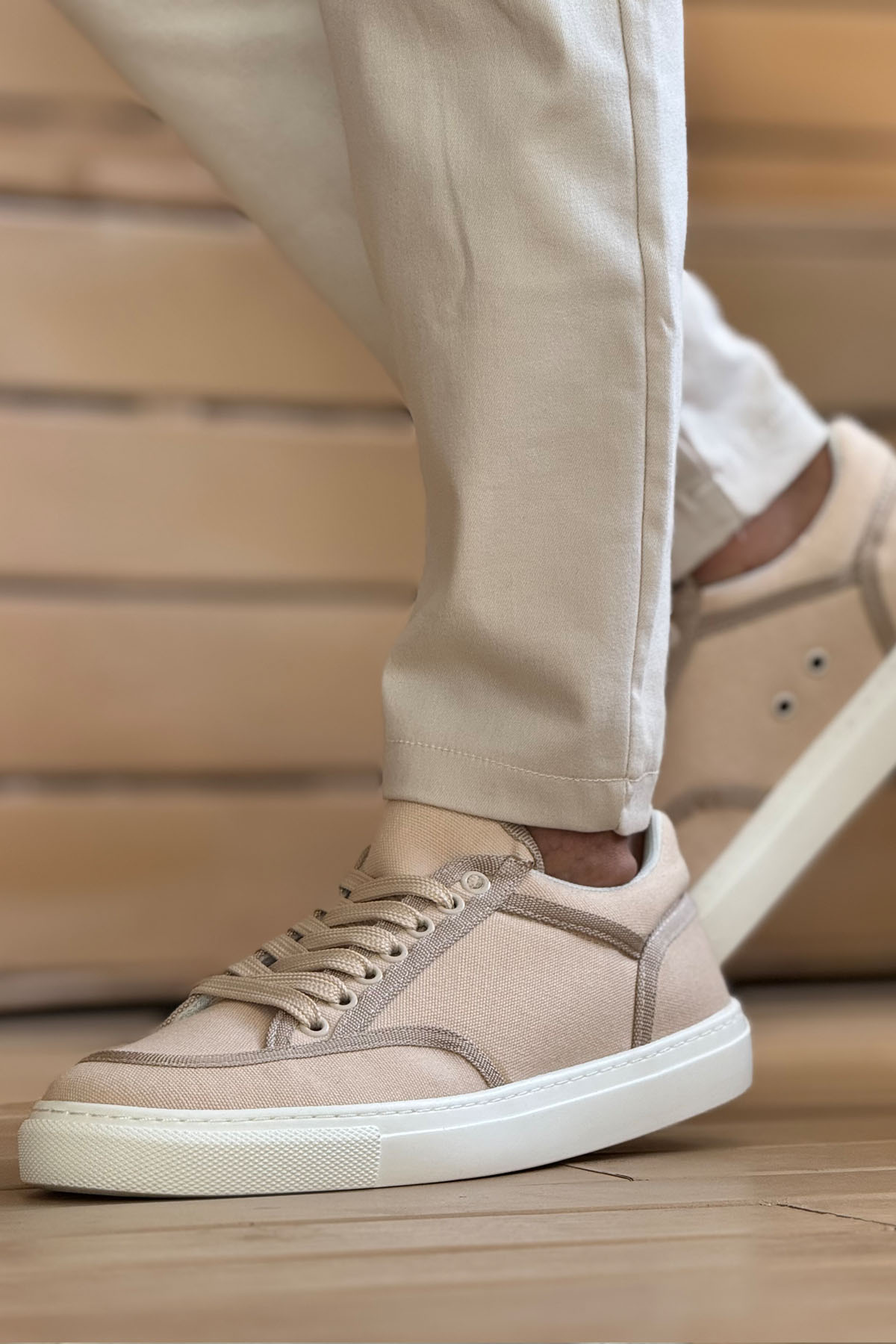 MN2505 - Keten Erkek Ayakkabı BEJ/BEJ - BEJ/BEJ - 44 Resim 2