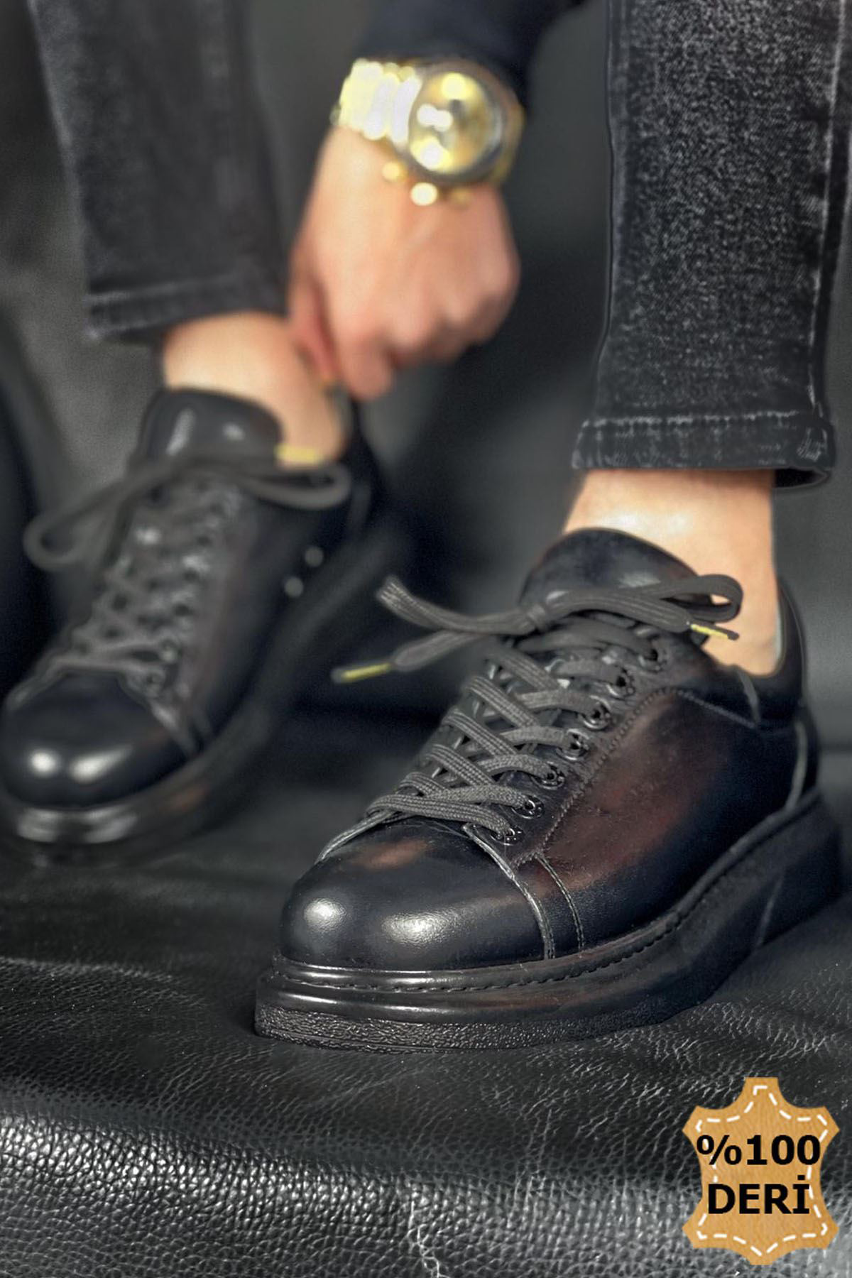 MN257 - DST Estrella Deri Erkek Ayakkabı SIYAH - SIYAH - 36 Resim 3