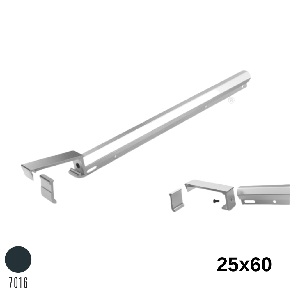 Alüminyum 25x60  Çamaşırlık Askısı Antrasit Gri