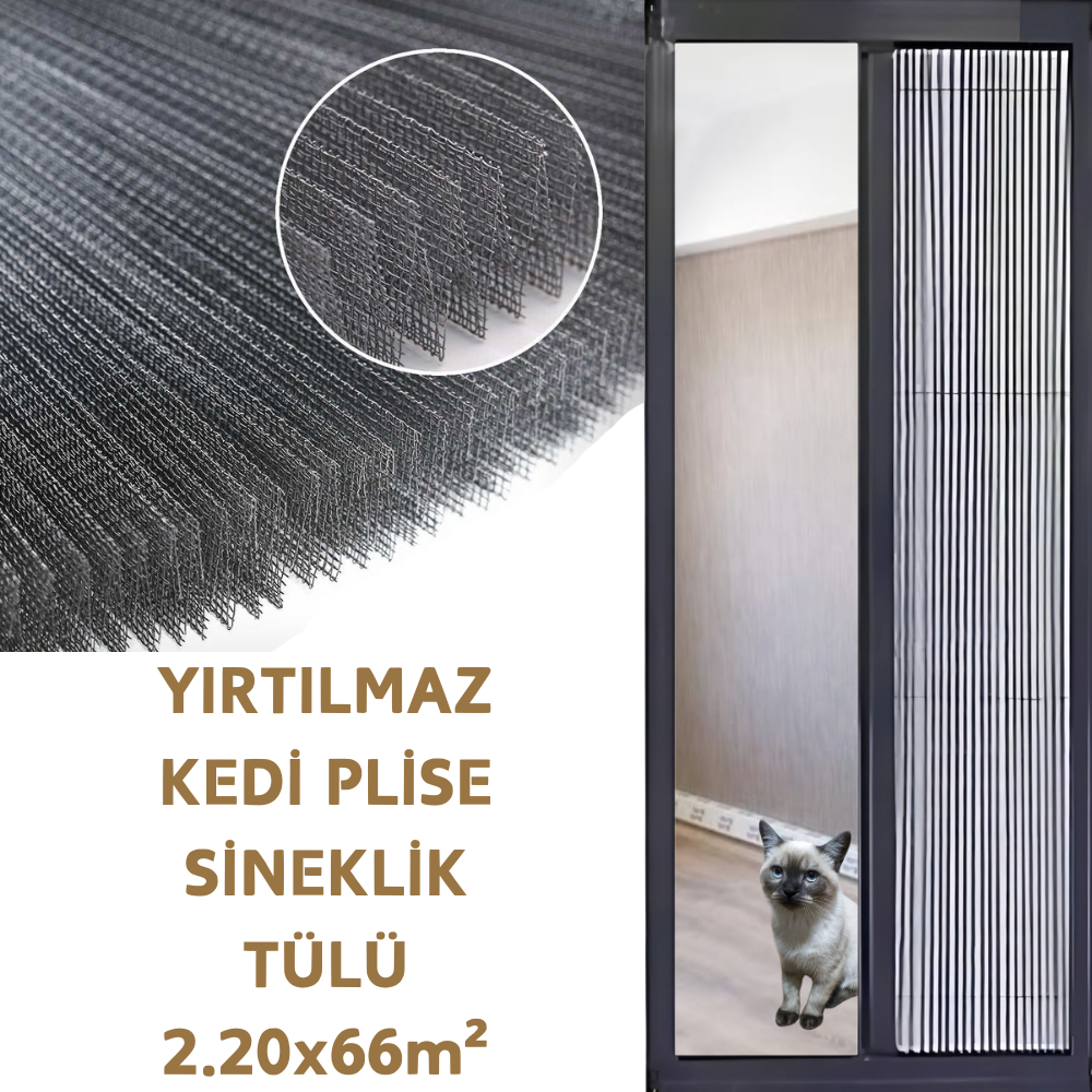 Sineklik Plise Pet Tülü (Kedi) 220 Lik 66M²