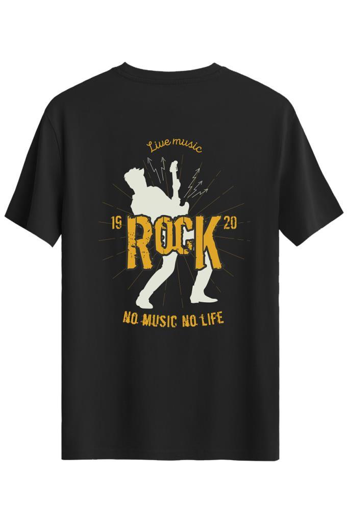 Bellance Gitar Baskılı Slim Fit Tişört Bisiklet Yaka T-Shirt