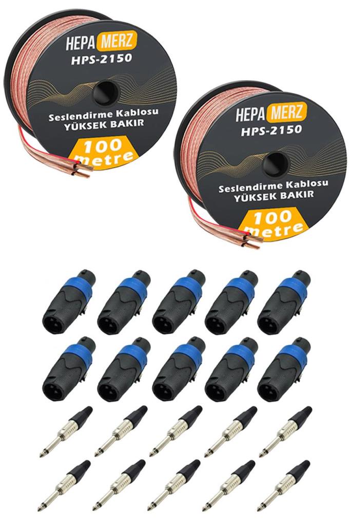 Hepa Merz Connection Paket-16 Hoparlör Kablosu Jack Speakon Konnektör Paketi