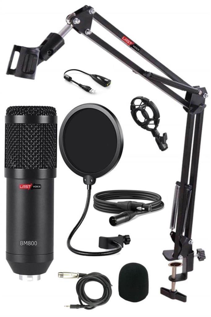 Lastvoice BM800XLR Condenser Mikrofon + Shock Mount + Stand + Pop Filtre