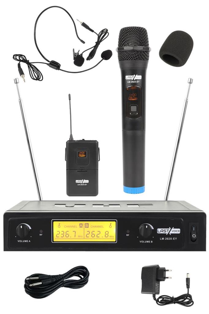 Lastvoice Lm-202EH Çiftli Telsiz Kablosuz EL ve Headset Mikrofon