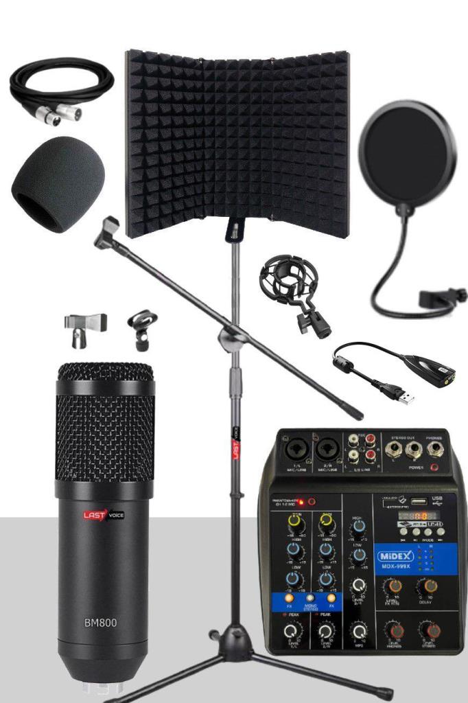 Lastvoice Pack Set-3 BM800 Mikrofon + Stand + Yalıtım Paneli + Filtre + Stüdyo Mikser