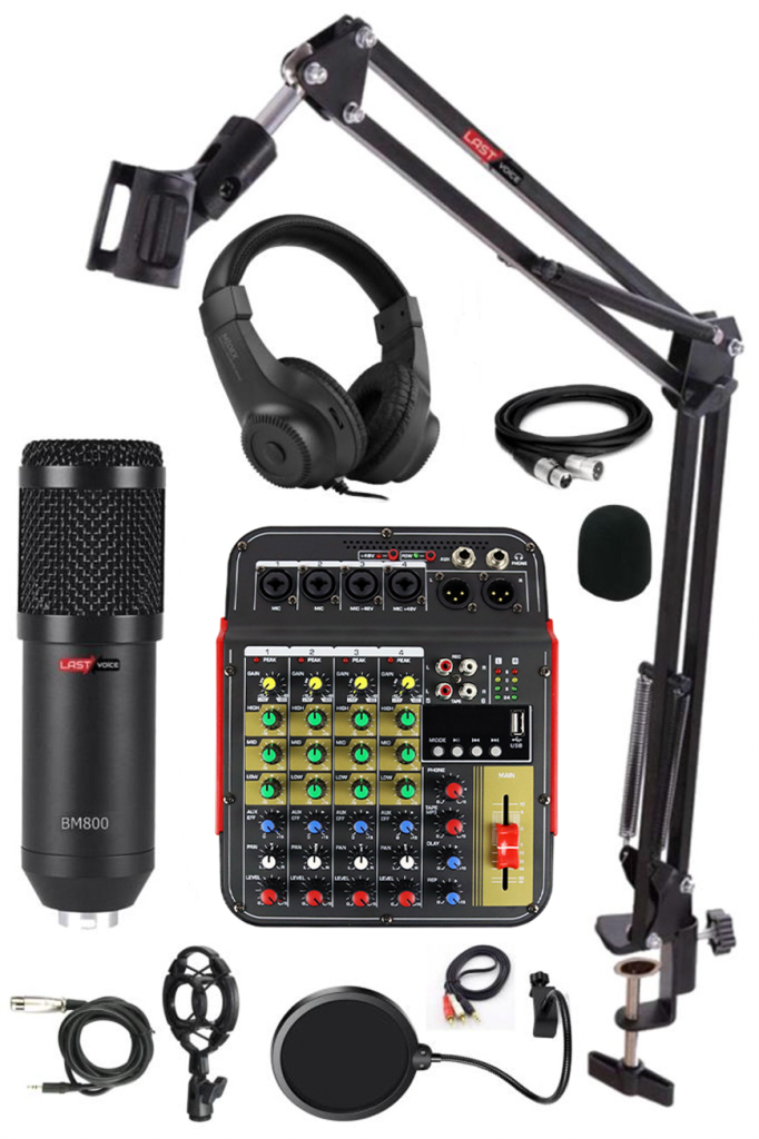 Lastvoice Rec Paket-2 BM800 Mikrofon Phantomlu Mikser Kulaklık Stand Filtre Set