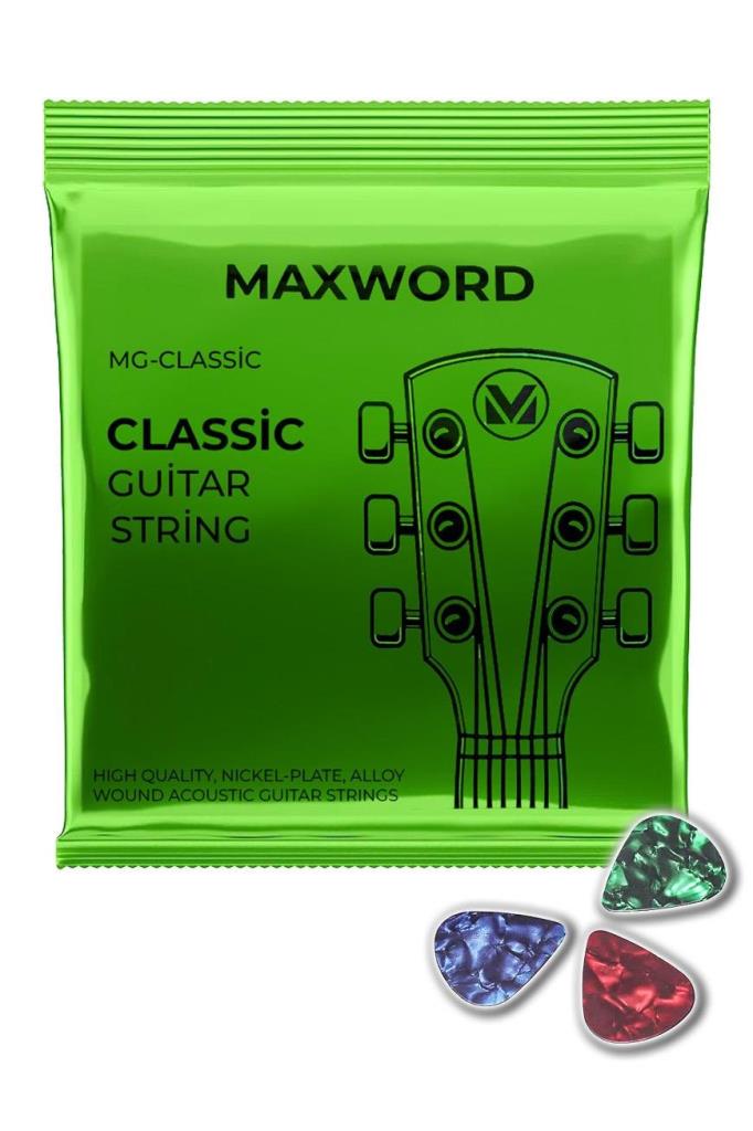 Maxword GT-Classic Kaliteli Klasik Gitar Teli 1 Takım Set (Pena Hediye)