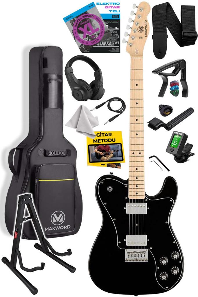 Maxword TLX-60BK-ST Telecaster Maple Klavye HH Profesyonel Elektro Gitar