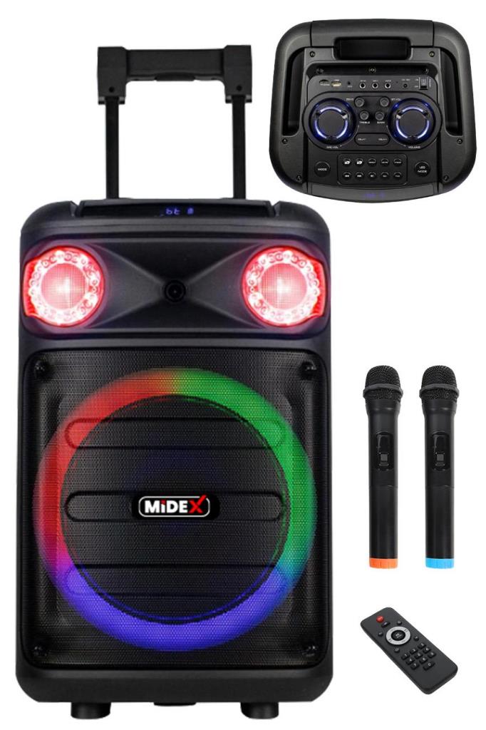 Midex 1100 Watt Mikrofonlu Karaoke Eğlence Işıklı Ses Sistemi MXR-1100 (Bluetooth Kayıt Usb Şarjlı)