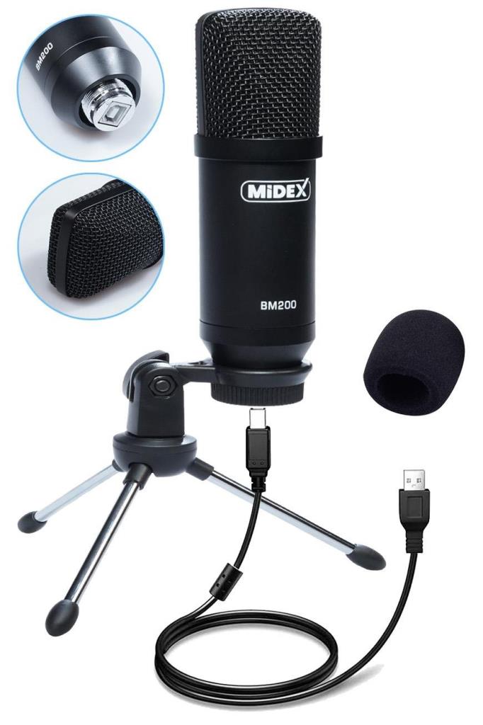 Midex BM-200 USB Kardioid Condenser Stüdyo USB Mikrofon