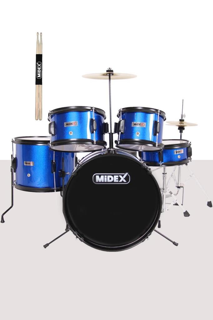 Midex CD500XBL Akustik Junior Çocuk Baterisi Davul Seti 5-18 Yaş İçin Full Set