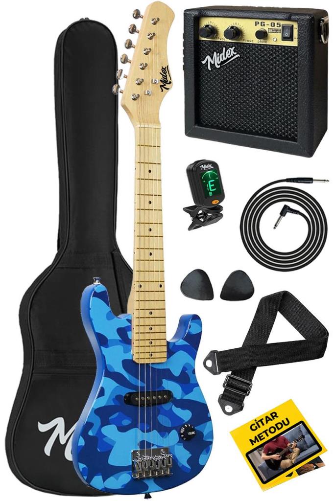 Midex CEG-30BS 4-6 Yaş Çocuklar İçin Amfili Full 1/4 30 İnç Elektro Gitar Seti