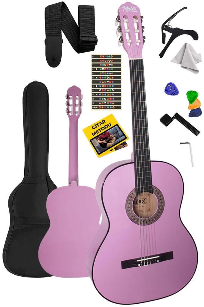 Midex CG-270PU Lila Renk Klasik Gitar 4/4 Yetişkin Boy Sap Ayarlı Full Set