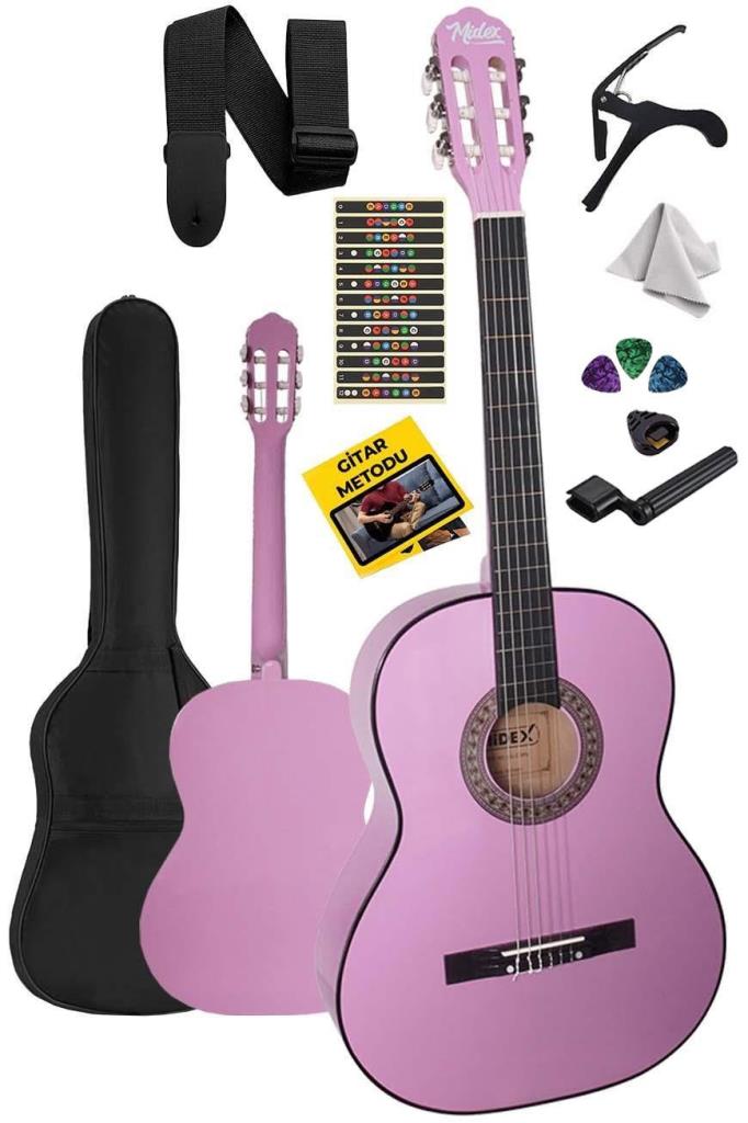 Midex CG-34PU Kaliteli 34 İnç 1/2 Junior Çocuk Gitarı 4-8 Yaş Arası (Çanta Capo Nota Sticker Askı Pena Metod)