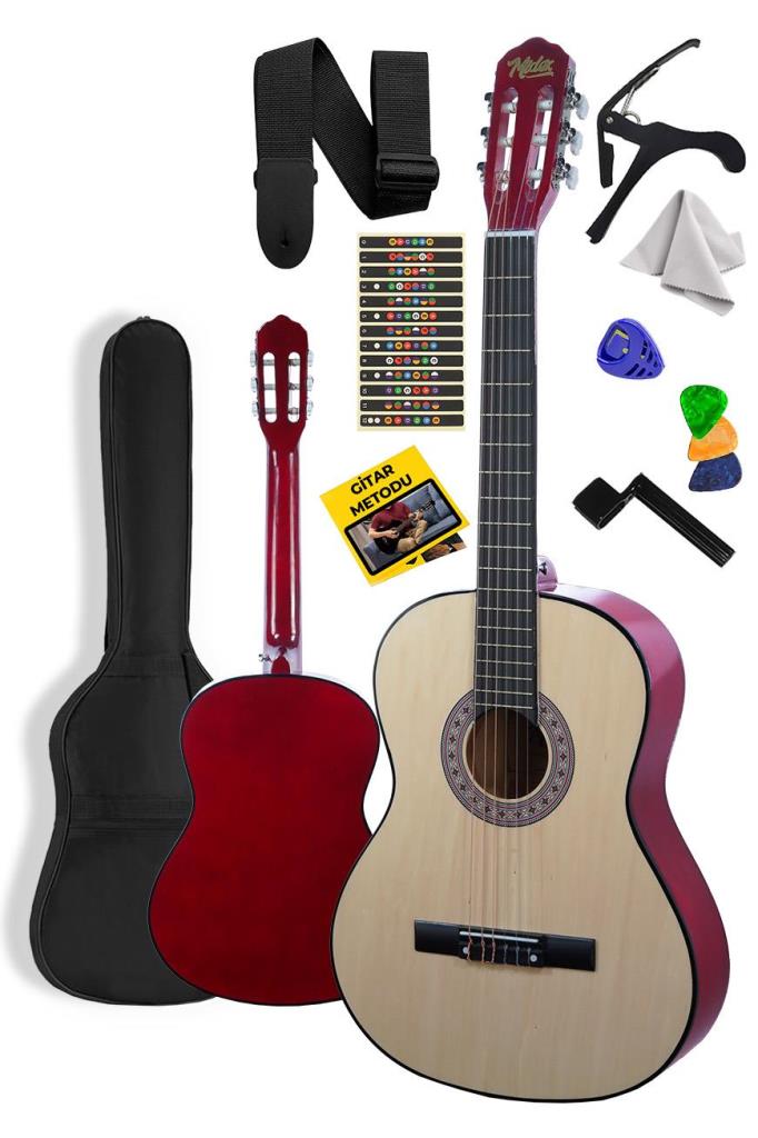 Midex CG-36NT Kaliteli 36 İnç 3/4 Juniur Çocuk Gitarı 8-12 Yaş Arası (Çanta Askı Capo Nota Sticker Pena Metod)