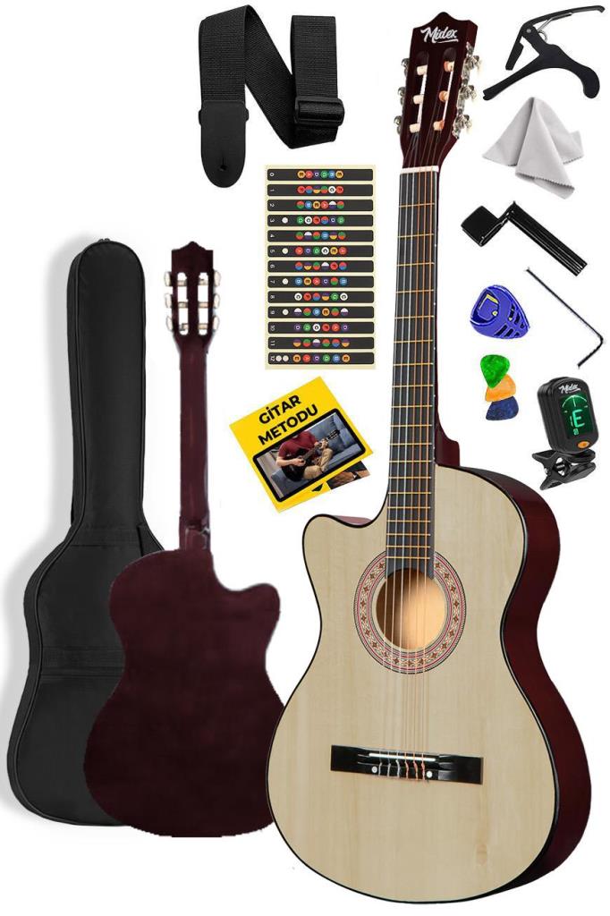 Midex CG-396NT SOLAK Klasik Gitar Natural Renk Full Set Sap Ayarlı 4/4 yetişkin Boy