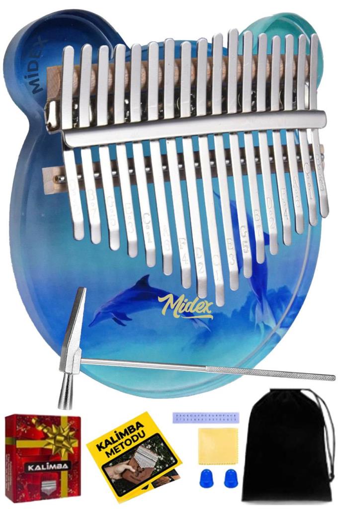 Midex KLX-650 Okyanus Cam Kalimba 17 Tuşlu Full Set