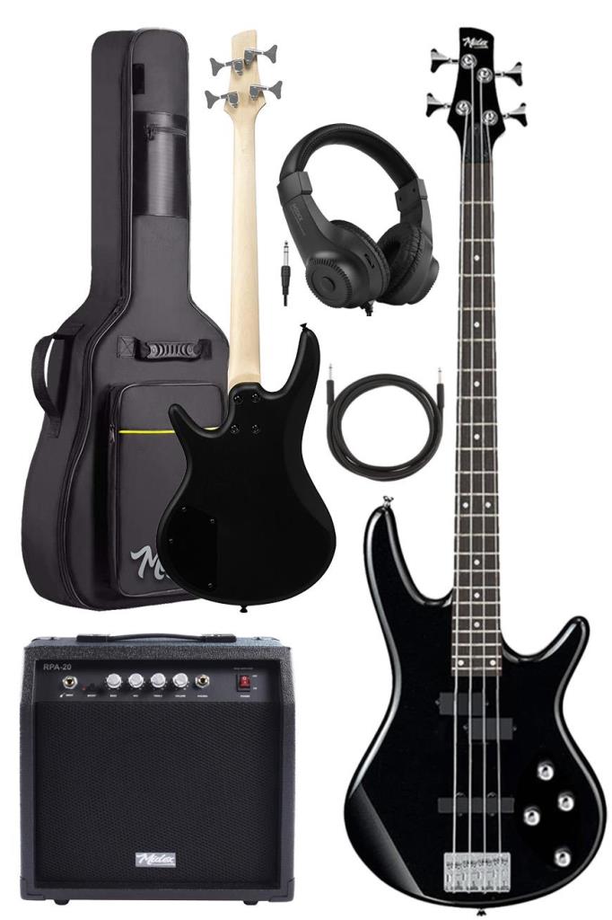 Midex MBG-400BK-20AMP 4 Telli Bas Gitar ve 20W Amfi Gigbag Kulaklık Full Set