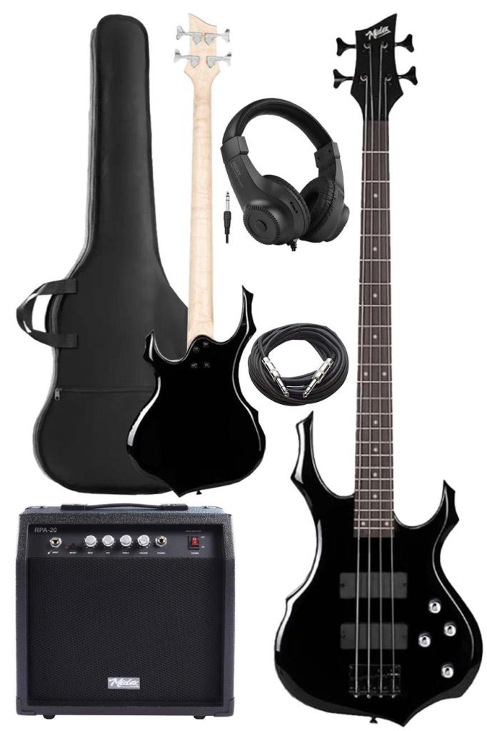 Midex MBG-410BK-20AMP 4 Telli Bas Gitar ve 20W Amfi Gigbag Kulaklık Set