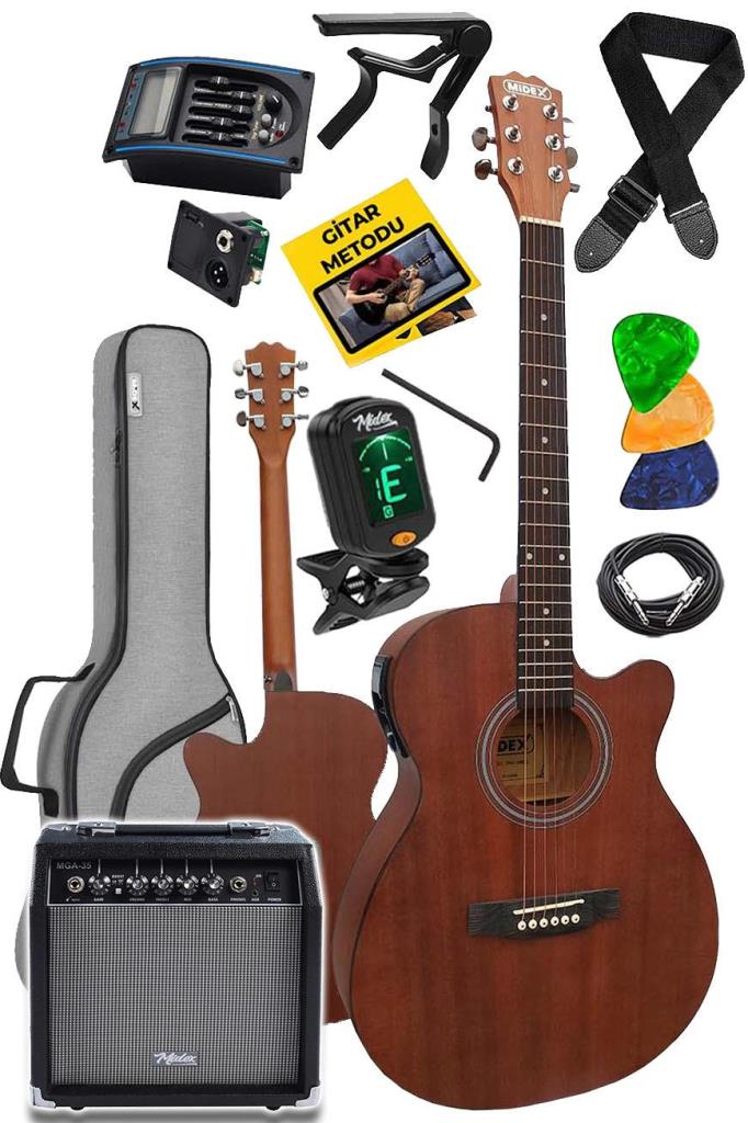 Midex Phx-188AMP Elektro Akustik Gitar 4/4 (Amfi GİGBAG Tuner Askı Capo Jak Kablo)