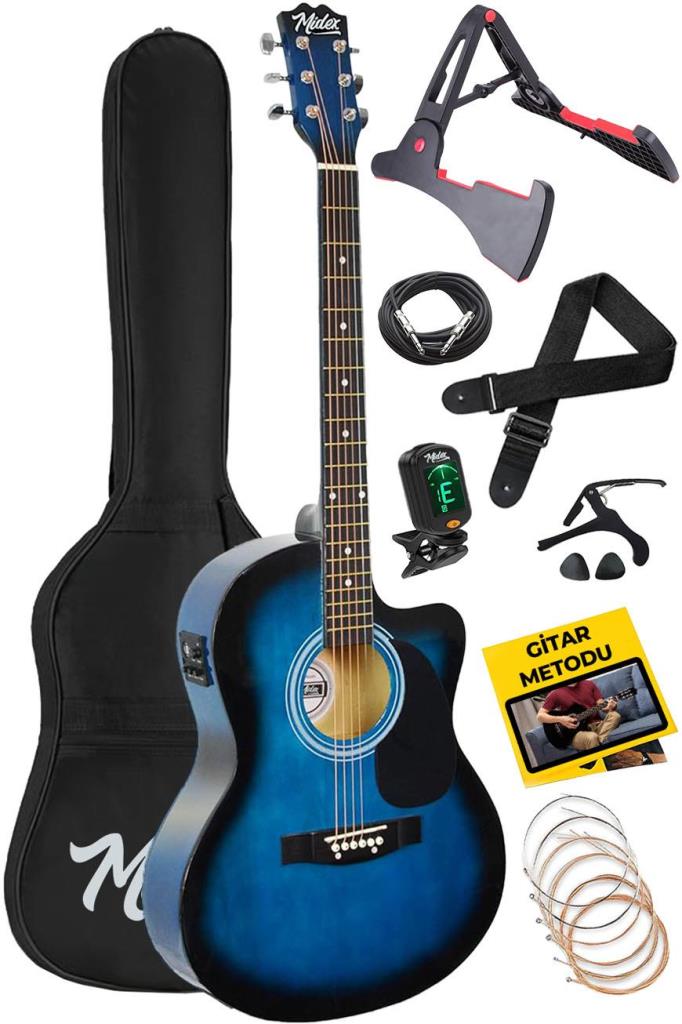 Midex RG-560BL Pack Mavi Elektro Akustik Gitar Full Set Ekolayzerli 40 İnç 4/4 Yetişkin