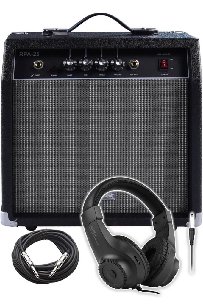 Midex RPA-25BK-HD Bas Gitar Amfisi 25 Watt (Kulaklık ve Jak Kablosu Dahil)