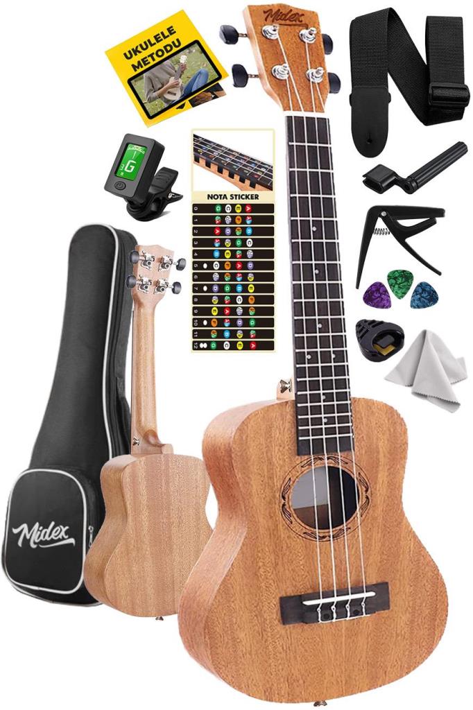 Midex SP-21MC Set Maun Soprano Ukulele (Softcase Tuner Capo Metod Nota Sticker Askı Pena)