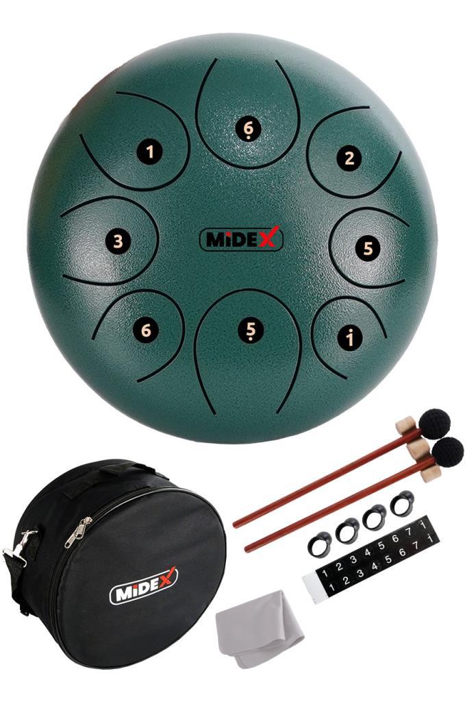 Midex TD-108GR Çelik Dil Davul Handpan 10 İnç 8 Ton Steel Tongue Drum Full Set