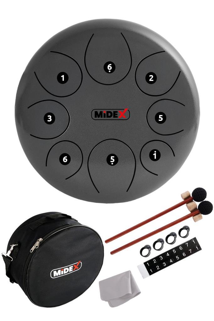 Midex TD-108SL Çelik Dil Davul Handpan 10 İnç 8 Ton Steel Tongue Drum Full Set