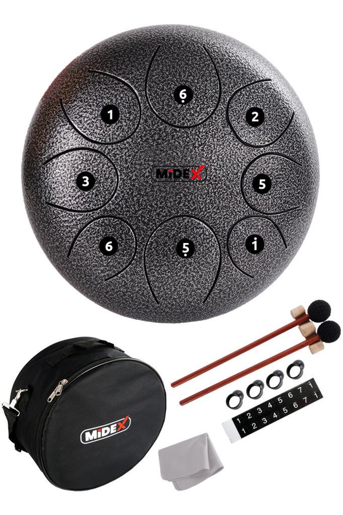 Midex TD-108SM Çelik Dil Davul Handpan 10 İnç 8 Ton Steel Tongue Drum Full Set