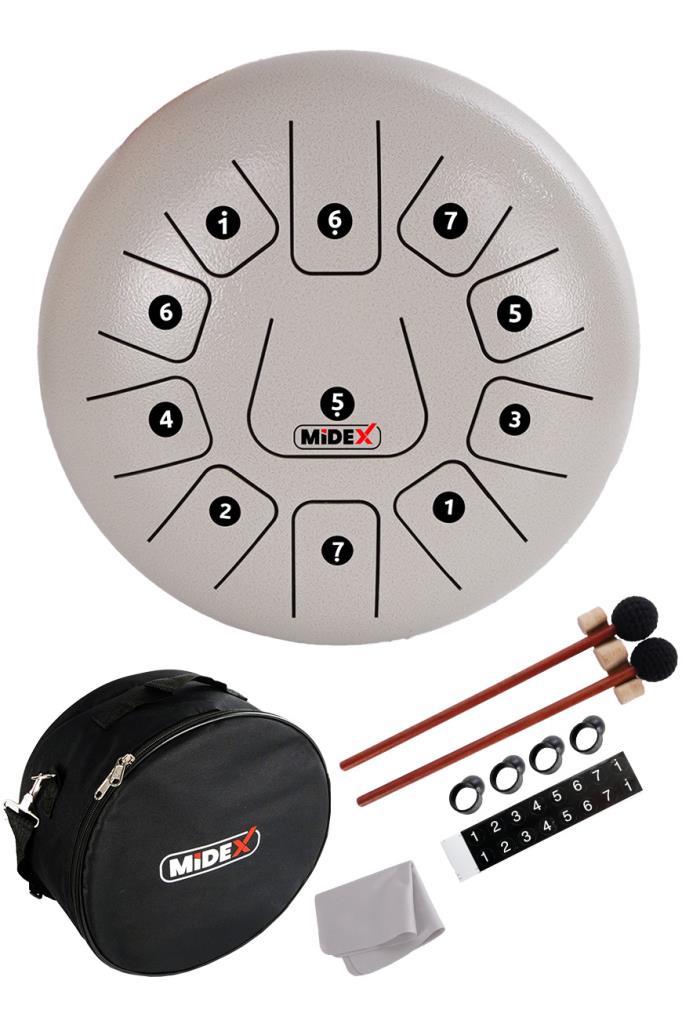 Midex TD-1211WH Çelik Dil Davul Handpan 12 İnç 11 Ton Steel Tongue Drum Full Set