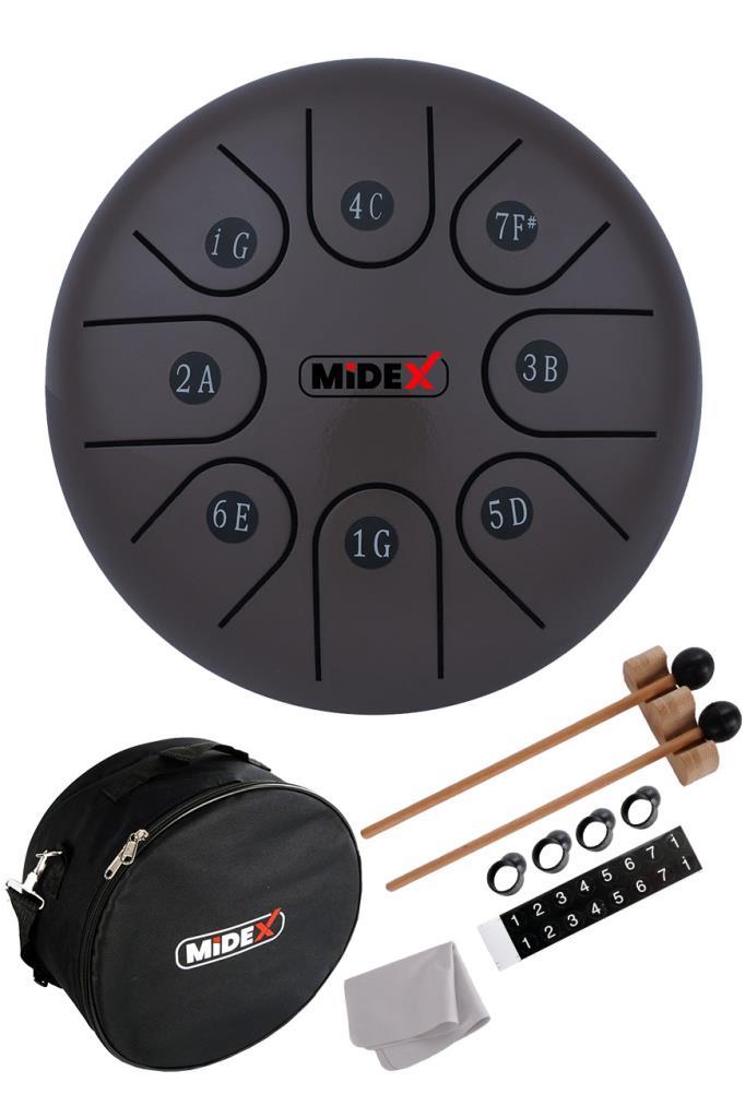 Midex TD-68BK Çelik Dil Davul Handpan 6 İnç 8 Ton Steel Tongue Drum Full Set