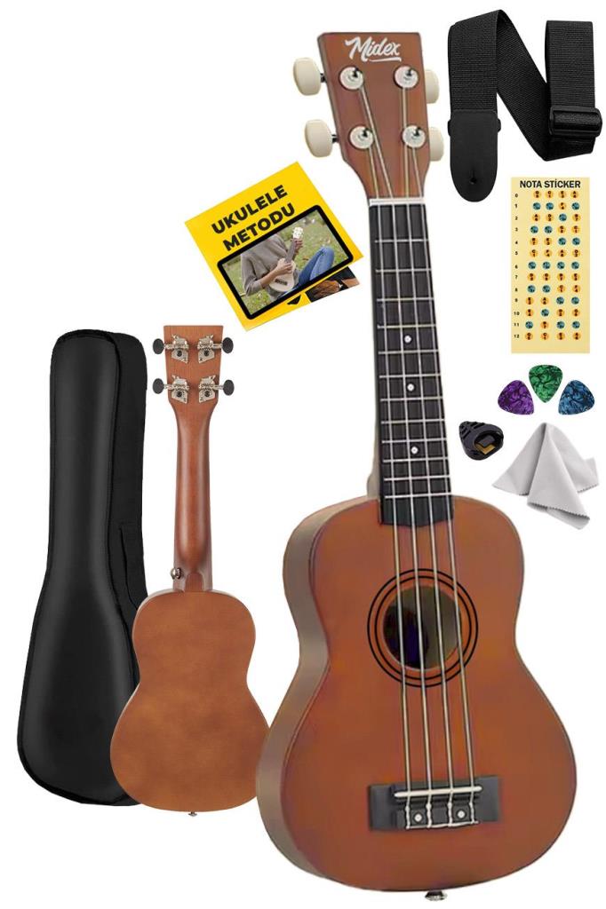 Midex UKX-233M Kahverengi Concert Ukulele (Askı Çanta Metod Pena)