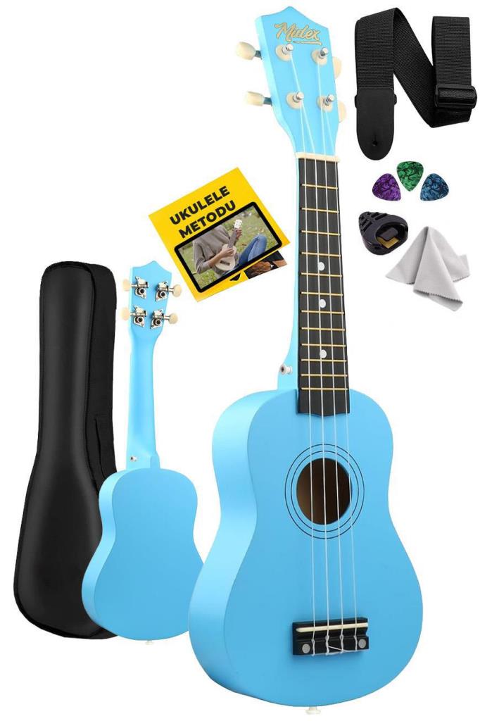 Midex UKX-901BL Mavi Soprano Ukulele (Askı Çanta Metod Pena)