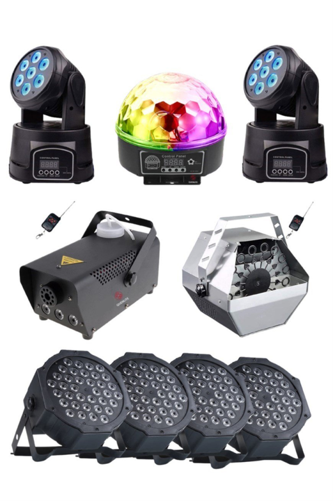 Quenlite Free Paket-4 Sahne Işık Sistemi Seti ( Top Küre Led Par Moving Head Robot Sis Balon Makinesi)