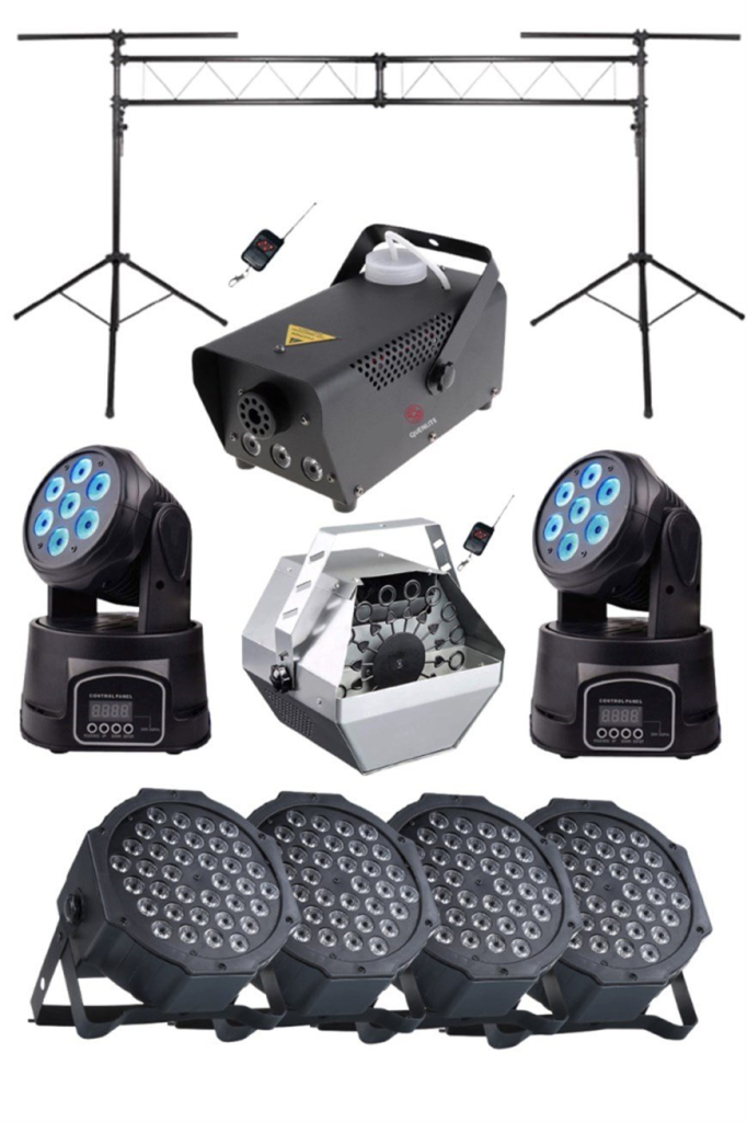 Quenlite Free Paket-7 Sahne Işık Sistemi Seti ( Top Küre Led Par Moving Head Robot Sis Balon Makinesi )