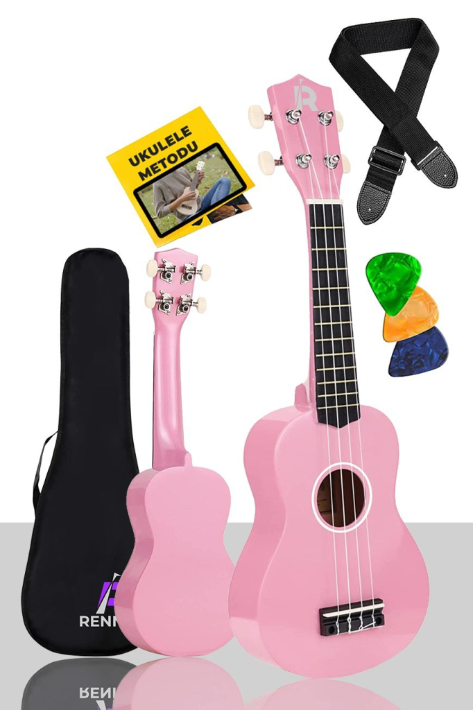 Rennes UR-21PK Pembe Soprano Ukulele (Çanta Askı Pena Metod)