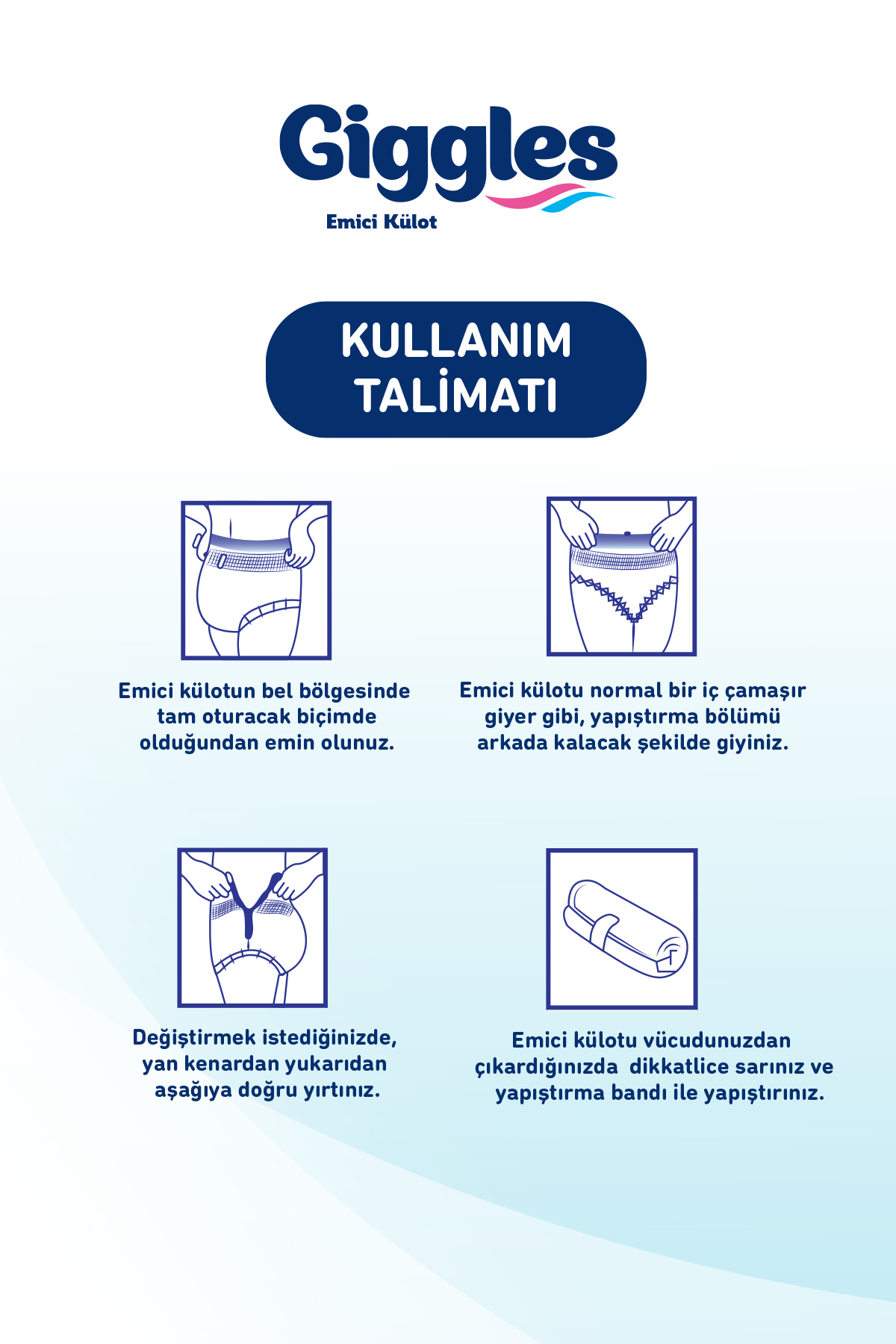 Giggles Yetişkin Emici Külot Hasta Bezi Large 1 Paket (8 Adet)