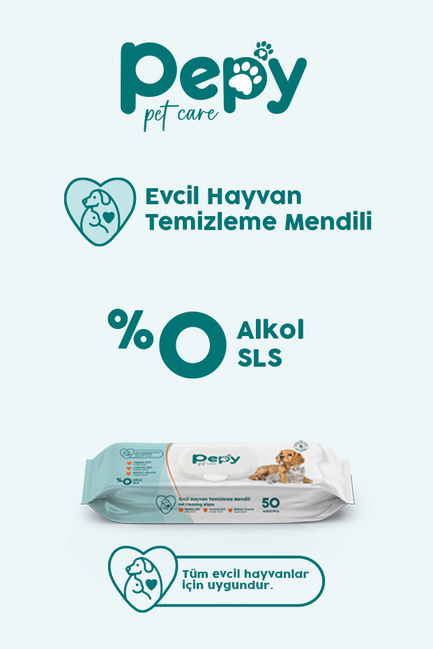 PEPY Kedi Ve Köpek Kullanımına Uygun Evcil Hayvan Temizleme Mendili 24 paket 1200 Adet