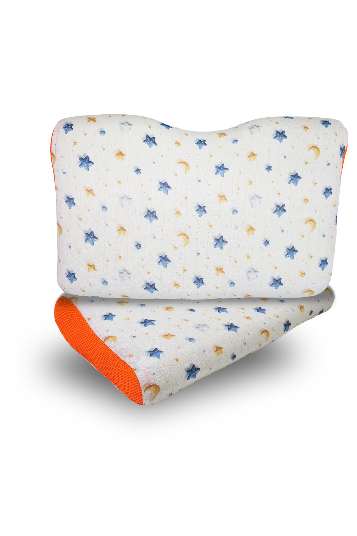 2 Adet Visco ortopedik çocuk yastığı,boyun destekli delikli hava kanallı Visco yastık (yıldızlı)