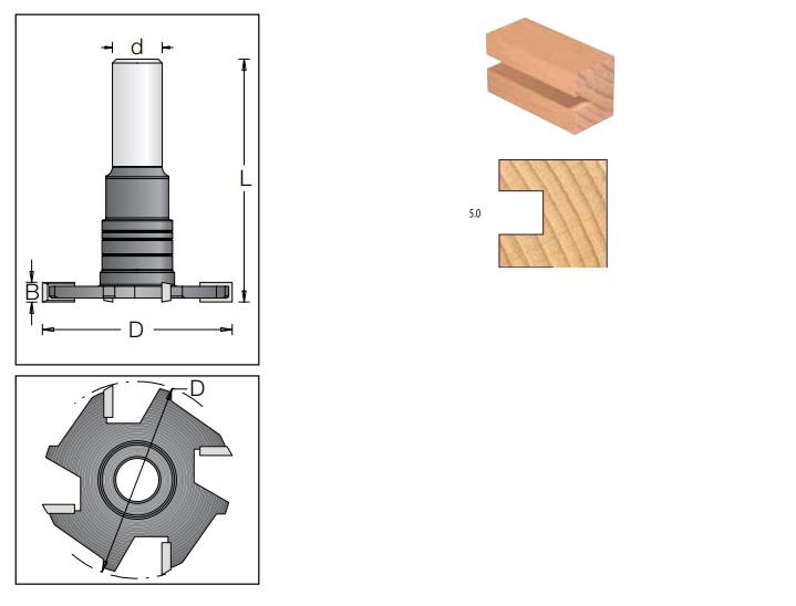 CORIAN FREZE BIÇAĞI D:50 B:5 L:61 S:12 Z:4