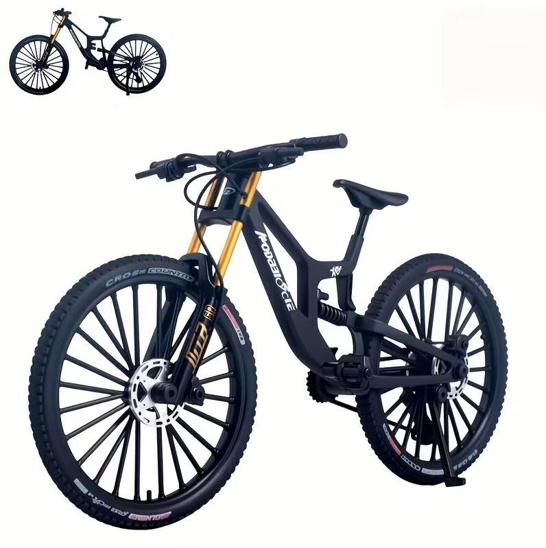 1:8 Ölçekli Minyatür Model Dağ Bisiklet Maket Bisiklet 11 CM Alaşım Döküm Amortisörlü MODELCYCLE Gri
