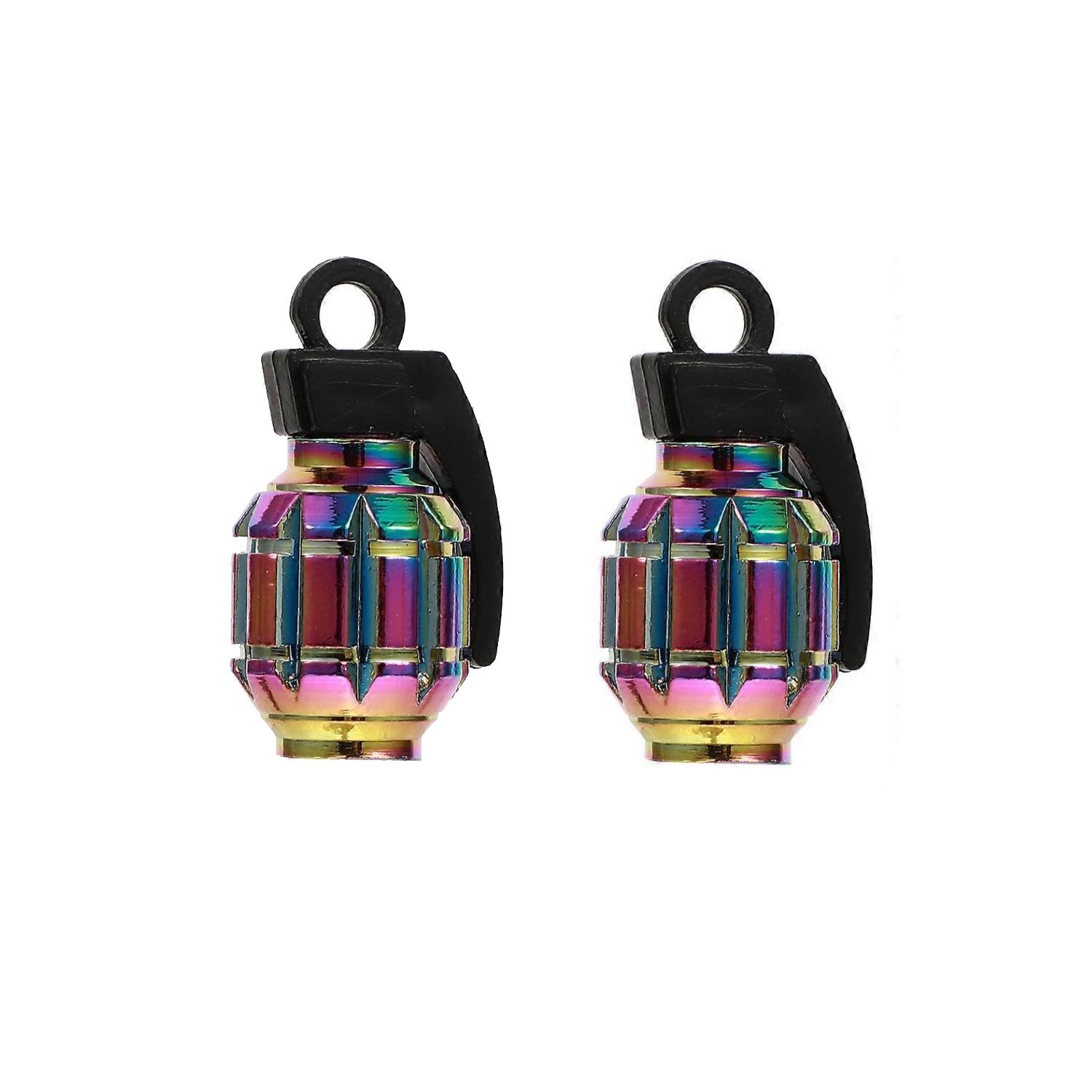 2 Adet El Bombası Sibop Kapağı Bisiklet, Motosiklet, Araba için Lastik Kapağı Rainbow Renk